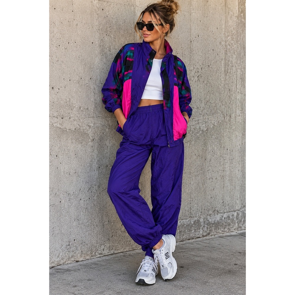 Vintage Nouveau Monde Sport PL Tracksuit Windbreaker Pant Set 80s 90s Colorblock